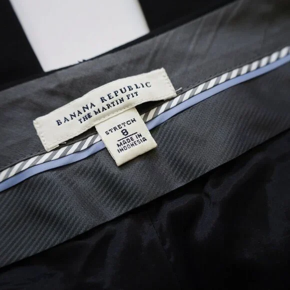 BANANA REPUBLIC Size 8 Black Dress Pants Trousers Martin Fit Slacks - Picture 3 of 5